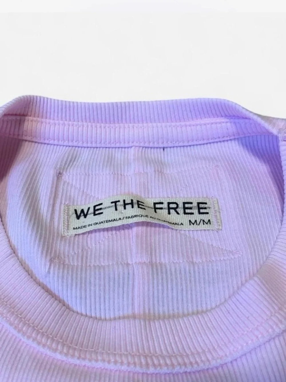 Free People We The Free Pink Ribbed Cap Sleeve Baby Tee Size M